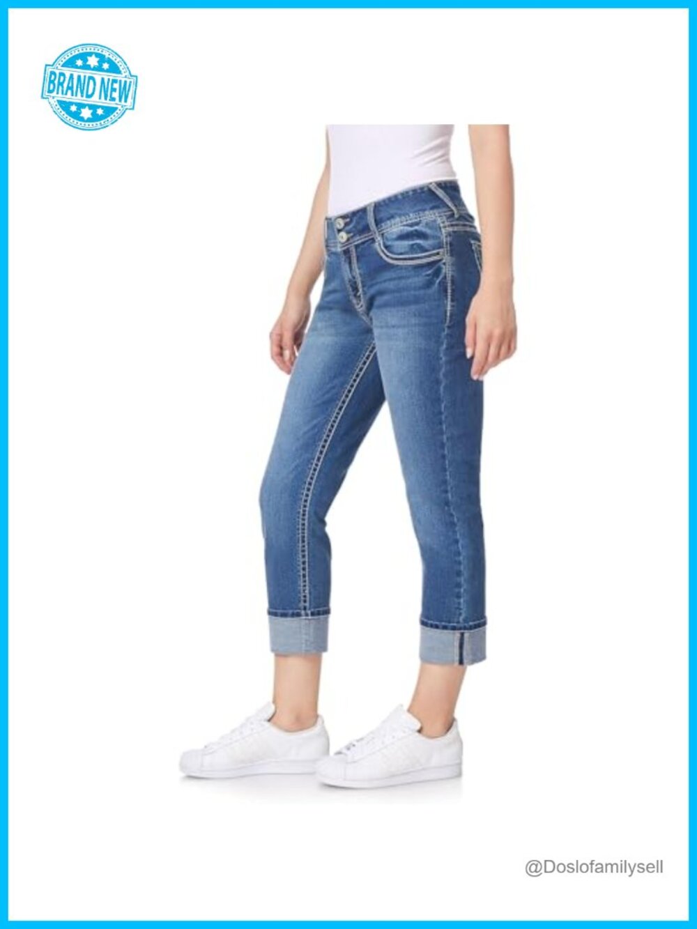 Curvy Cropped Mid Rise Skinny Jeans Insta Stretch 23.5" Inseam